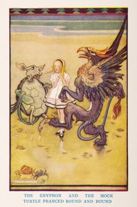 De Gryphon en de Mock Turtle dansten rond en rond, uit de kinderkamer Alice in Wonderland / naverteld voor de kinderkamer door Irene Pearl; de afbeeldingen door Gwynedd Hudson door Gwynedd M. Hudson