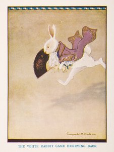 Het Witte Konijn kwam haastig terug, De kinderkamer Alice in Wonderland / naverteld voor de kinderkamer door Irene Pearl; de afbeeldingen door Gwynedd Hudson door Gwynedd M. Hudson