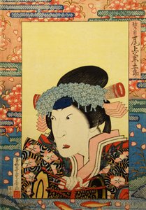 Kabuki-acteur Onoe Kikugorô III als Shizuka Gozen door Gyokuryutei Shigeharu