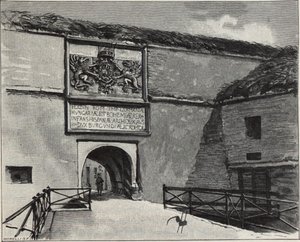 De poort van het oude fort in Komárno, 1890s door Gyula Háry