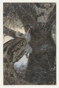 Man in boom wordt door een slang gegrepen door H.C. Louwerse (signed by artist)