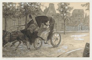 Twee vrouwen in een paardenkoets