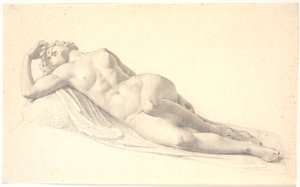 Slapende bacchante. Studie voor of tekening naar Bissens eerste levensgrote standbeeld