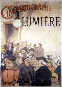 Reclameposter door H. Brispot voor de cinematograaf van de gebroeders Lumière, begin 20e eeuw