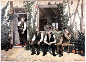 Kapper. Lithografie gebaseerd op het schilderij van Brispot, tentoonstelling van 1895 op de Champs Elysées. In 