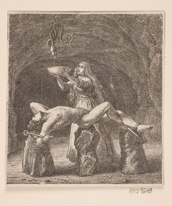 Sigyn houdt de Kom tussen de Slang en Loke door H. C. Henneberg