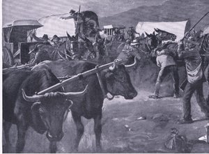 Een haastige inspan, illustratie uit Na Pretoria: De Guerrillaoorlog, 1902