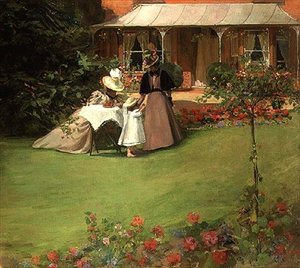 Elegante Dames in de Tuin