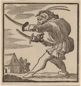 Gebochelde zwaait met twee zwaarden door H. Numan after Jacques Callot