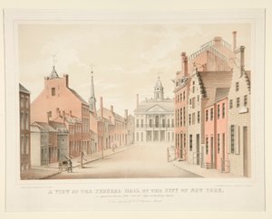 Een uitzicht op het Federal Hall van de stad New York