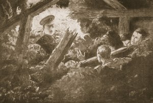 Tweede luitenant C.F.H. Calvert graaft en redt twee mannen uit een ingestorte mijnschacht door H. Ripperger