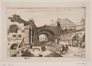 Interieur met ruïnes van klassieke gebouwen