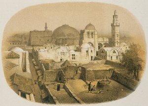Kerk van het Heilig Graf in Jeruzalem. Ets door Stelzner - Steinkopk J.F. Editore
