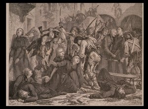 De Slachting van de Priesters in September 1792, gegraveerd door Charles Maurand