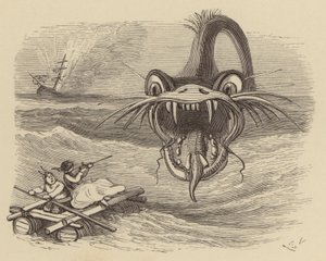 Zeeslang vooruit! (gravure) door Hablot Knight Browne