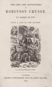 Titelpagina voor Het Leven en de Avonturen van Robinson Crusoe door after Hablot Knight Browne