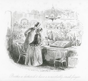 Londense straten: Bertha wordt verklaard een opmerkelijk kleine vinger te hebben door Hablot Knight (1815 92) Browne