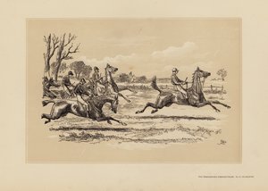 De Tumbletown Steeple-Chase, Nr. 3, Te heet om lang te duren (gravure) door Hablot Knight (1815 92) Browne