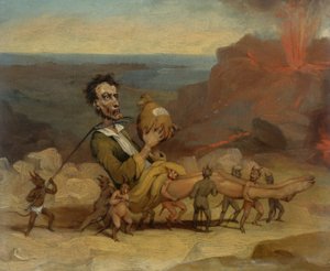 Een karikatuur van Edward Bulwer Lytton (1803-1873) door Hablot Knight Browne