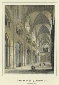 Kathedraal van Chichester, schip kijkend naar het oosten door Hablot Knight Browne