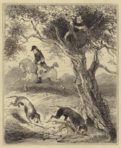 Dick Turpin opgejaagd door bloedhonden door Hablot Knight Browne