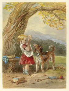 Klein Meisje en Hond door Hablot Knight Browne