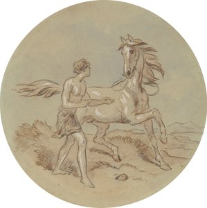 Een van achttien ontwerpen voor een serie platen die Venus en Adonis illustreren door Hablot Knight Browne