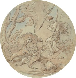 Een van achttien ontwerpen voor een serie platen ter illustratie van Venus en Adonis door Hablot Knight Browne