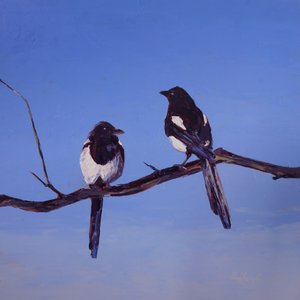 Tete-a-Tete, ca 2025 (olieverf op masoniet) door Hadley Rampton