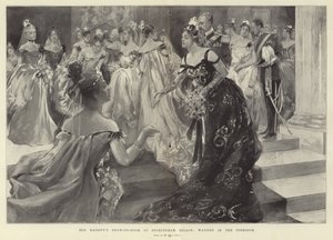 De salon van Hare Majesteit op Buckingham Palace (gravure) door Hal Hurst