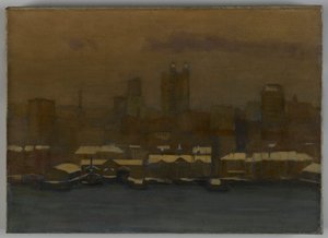 Rivieroever, New York in de winter, ca.1912 door Hamilton Easter Field