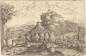 Landschap met een Kasteel in het Midden door Hanns Lautensack