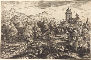 Bergachtig Landschap met een Dorp door Hanns Lautensack