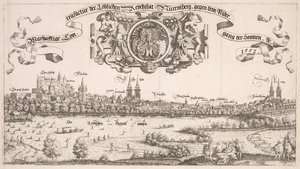 Panoramisch Uitzicht op Neurenberg: Middenstuk, 1552 door Hanns Sebald Lautensack