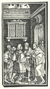 Houtsnede uit De Remediis Utriusque Fortunae (Remedies voor Geluk en Ongeluk) door Petrarca door Hans (after) Burgkmair