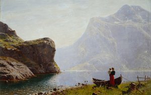 Vrouw en Kind bij de Fjordoever