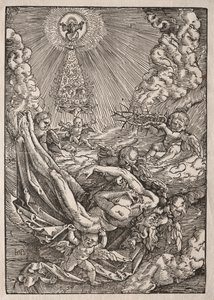 Christus naar de Hemel Gedragen door Engelen door Hans Baldung