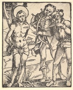 Martelaarschap van St. Sebastian met twee kruisboogschutters door Hans Baldung