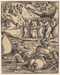 De Egyptenaren steken de Rode Zee over, uit Das Buch Granatapfel, 1511 door Hans Baldung