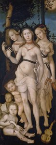 Duits: Die Jugend (Die drei Grazien) Harmonie, of De Drie Gratiën door Hans Baldung Grien