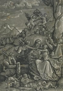 Madonna met Kind en Engelen in een Landschap door Hans Baldung Grien