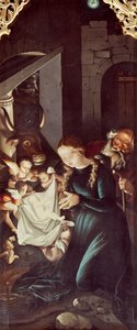 Geboorte van Jezus, paneel van Verhalen van de Maagd, door Hans Baldung, Altaarstuk van de kathedraal van Freiburg