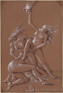 Nieuwjaarswens met drie heksen, 1514 door Hans Baldung Grien