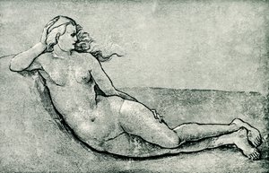 Liggende nimf door Hans Baldung Grien