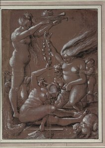 De Heksensabbat (Na Hans Baldung) door Urs Graf (ca. 1485-1527/28) door Hans Baldung Grien