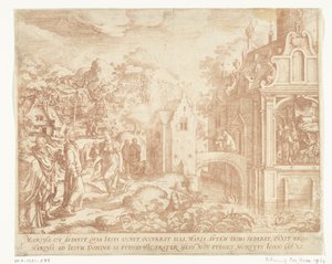 Christus komt aan bij het huis van Lazarus, Marta en Maria Magdalena