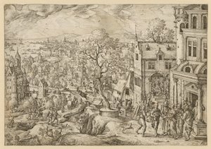 Het verhaal van Tobias in een weids landschap door Hans Bol
