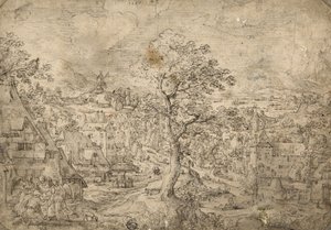 Landschap met Abraham en engelen, 1567