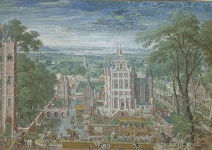 Toernooi buiten een kasteel door Hans Bol