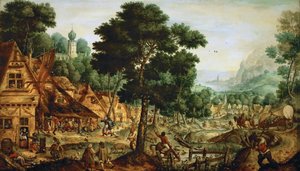 Vlaams dorpsleven door Hans Bol